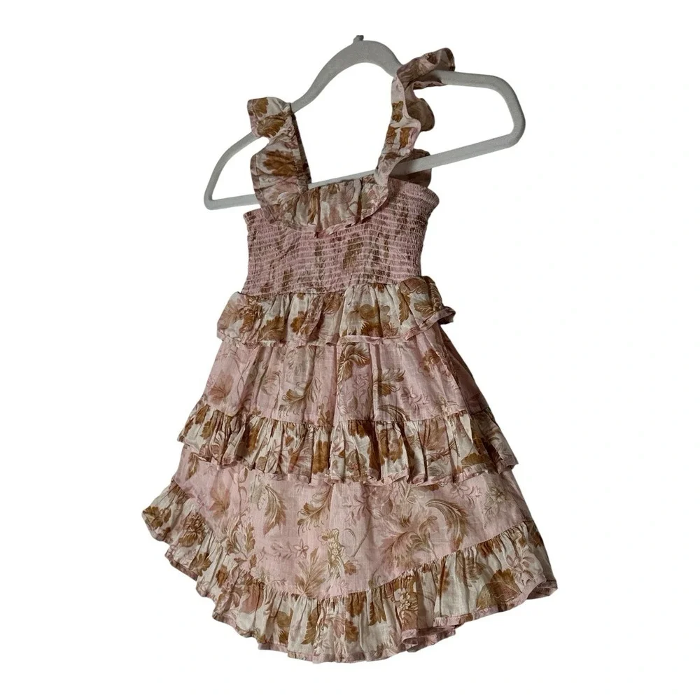 ZIMMERMANN Kids Girls Dress Size 4 Floral Sleeveless Ruffle Luxury Coquette